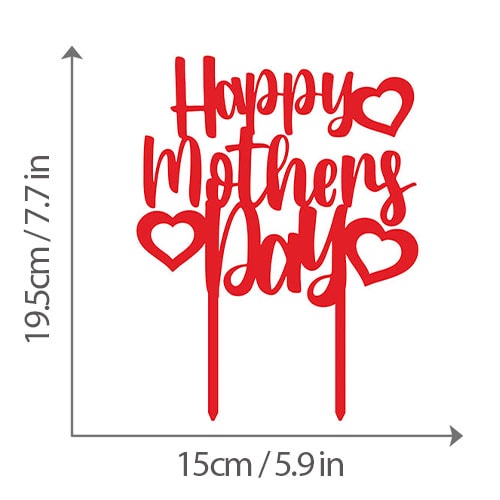 Happy Mother's Day Hearts Acrylic Cake Topper Product Gallery Image